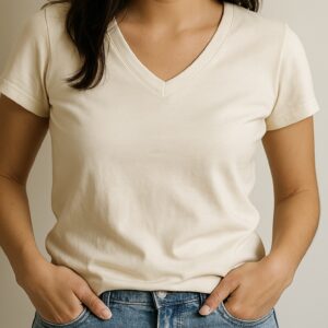 Polera Algodón Crema - Cuello V