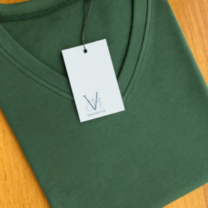 Polera Algodón Cuello V Verde Botella