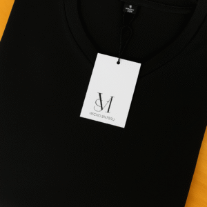 Polera Algodón Manga Corta Cuello V Negro