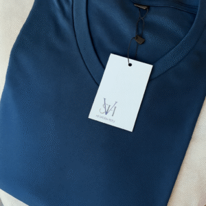 Polera Algodón Cuello V Azul Marino