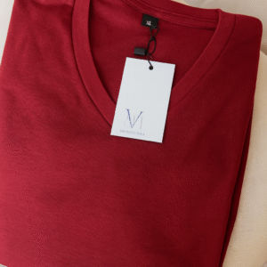 Polera Algodón Cuello V Burdeo
