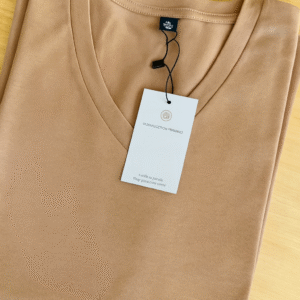 Polera Algodón Cuello V Caqui