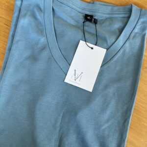 Polera Algodón Cuello V Celeste Denim