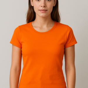 Polera Algodón Mujer Cuello Redondo Naranjo - Ajustado
