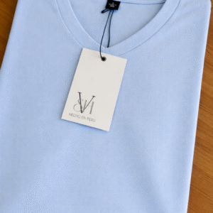 Polera Algodón Cuello V Celeste bebe